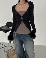 a sleeved bolero layered cardigan