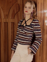 Strappy halter neck Knit (Purple)