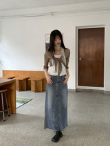 フリルリボンボタンクロップキャミソールブラウス / Allu frill ribbon button crop sleeveless blouse
