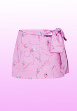 PINK COTTON TIE BELT MINI SKIRT (6624143081590)