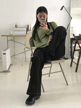 Elt ボカシシャーリングストラップスリムフードTシャツ