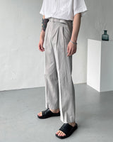 マンスリネンツータックベルトスラックス / Month )  linen two-tuck belt slacks (3 colors)