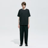 リブボールドネックピアストTシャツ / rib bold neck pierced t-shirt black