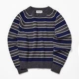 カシミアウールブレンドストライプニットプルオーバー/CASHEMERE WOOL BLENDED STRIPE KNIT PULL OVER_NAVY