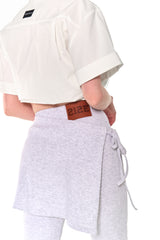 BIKER LAP SKIRT SHORTS (MELANGE WHITE)