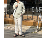 ストライプリネンシャツ