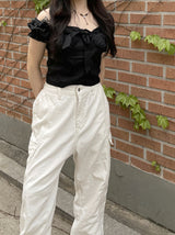ステッチワイドコットンカーゴパンツ / Stitch Wide Cotton Cargo Pants