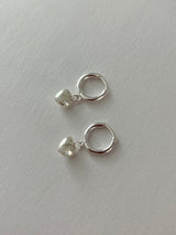 [92.5silver] bell heart one-touch earrings