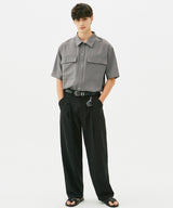 SOLID TWO POCKET OVERFIT SHIRT (GRAY) (6585214337142)
