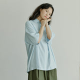 ハーフヘンリーネックシャツ / unisex half henlyneck shirts sky blue