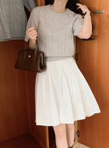 Natural Pleated Midi Skirt (2color)