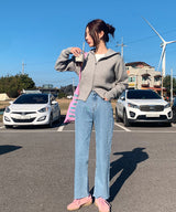 ミドルトーンカッティング デニムパンツ