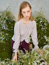 レースボタンパフブラウス / Lace Button Puff Blouse (2colors)