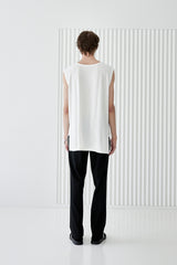 MODAL LENGTHY SLEEVELESS T-SHIRT WHITE (6566880575606)