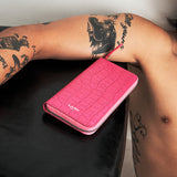 クロコダイルエンボラージウォレット/CROCODILE EMBO LARGE WALLET-PINK