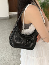 スタニーヴィンテージスターバックルデニムホーボショルダーバッグ / Staney Vintage Star Buckle Denim Hobo Shoulder Bag