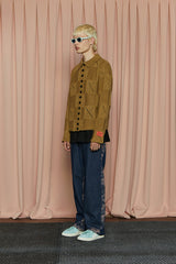 BUTTON ARGYLE KNIT JACKET / OLIVE