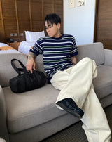 リネンマルチストライプハーフニット