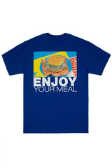 ハンバーガーTシャツ/[ENJOY YOUR MEAL] HAMBURGER 1/2 T-SHIRT_BLUE