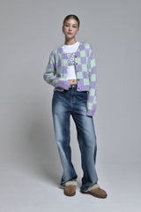 チェックカーディガン / check cardigan (mint)