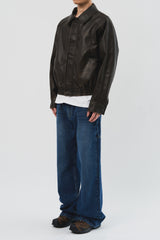Dad Pigment Leather Jacket (2color)