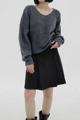 テビパフVネックニット/Tebi Puff V-neck Knit (4color)