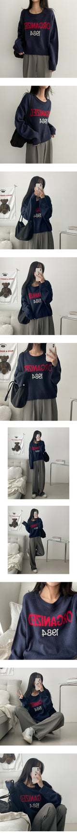 Guns Lettering Round Crop Knitwear