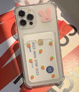 Mochi Rabbit Pink Carrot Card Storage Phone Case