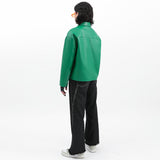 SINGLE LEATHER JACKET GREEN