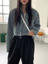 ピーバーツノーカラツーウェイジップクロップドデニムジャケット / Peeverts no-collar two-way zip cropped denim jacket