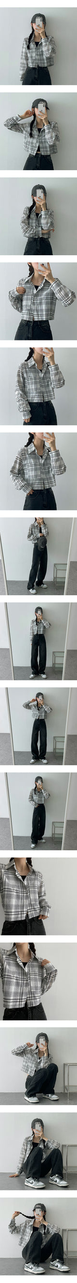 ベーシッククロップチェックボードパターンシャツ / Basic Crop Checkboard Patterned Shirt