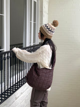 Kuning Vintage Nordic Drop Knit Beanie