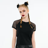 リボンラグランTシャツ / Ribbon Raglan T-shirt [Black Mesh]
