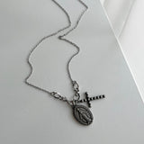 ボールドオーバルマリアクロスユニークネックレス / msi Bold Oval Maria Cross Unique Necklace