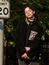 (JP-21705) LEOPARD FLEECE JUMPER BLACK (6605060472950)
