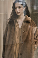 フェイクファーロングコート/FAKE FUR LONG COAT_BROWN