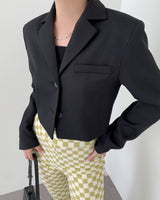 エリス２ボタンクロップミニマルブレザーショートジャケット/[MADE] Eris Two Button Crop Minimal Blazer Short Jacket