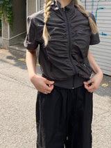 ウィンドハイネックシャーリング半袖ジャンパー / Wind high neck shirring short-sleeved jumper