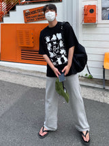 レイジーキャットハーフTシャツ / LAZY CAT HALF T-SHIRTS(2COLOR)