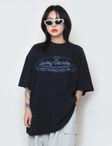 ブルーハーレーモーターサイクルショートスリーブTシャツ / Blue Harley Motorcycle Short-Sleeved T-Shirt