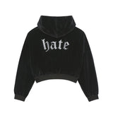 0 3 HATE Velvet Hoodie - BLACK (6626821701750)