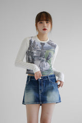 トゥルーローラーライズジーンズスカート / true roller-rise jean skirt