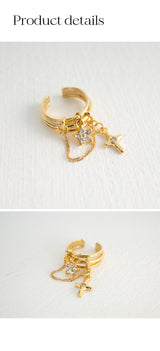3ラインドロップチェーンウィズペンダントイヤーカフ/3 line drop chain with pendant earcuff