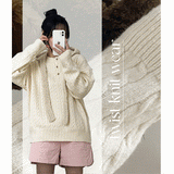 Berin Henley Neck button twisted knitwear