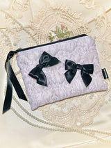 Glossy Organza Ribbon Zip-pouch (M)