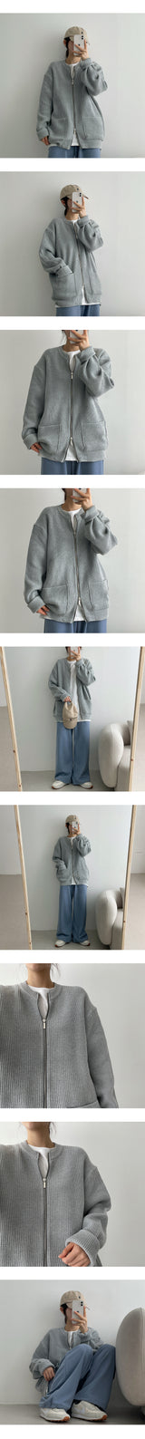 パッドツーウェイラウンドニットジップアップ / Pad Two-Way Round Knit Zip-Up