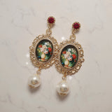 クラッシックフラワーズオイルペインティングピアス / Classic Flowers Oil Painting Piercing