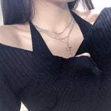 ダブルクロスレイヤードネックレス / Double cross layered necklace