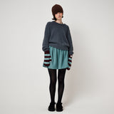 STRIPE MITTENS, BLUE+BURGUNDY