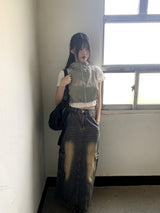Parform Remedy Washing Long Denim Skirt